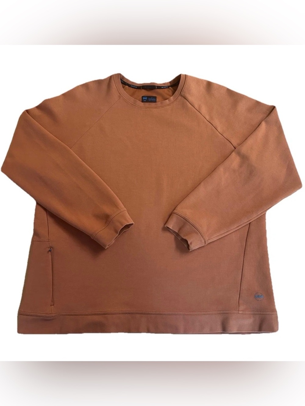 janji Men's Circuit Knit Crew Pullover Sweater Orange Running Large